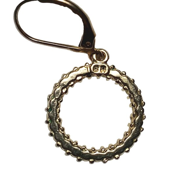 SH AVON Signed Vintage Earrings Gold Tone Pave Set White Rhinestones Hoop Dangle - Picture 7 of 11